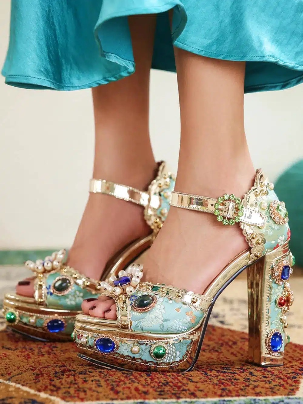 Zcrave PALAIS RHINESTONE-EMBELLISHED BLOCK-HEELS NWOT